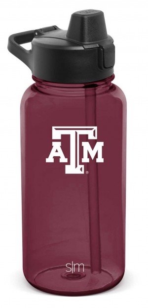 Simple Modern Collegiate Plastic with Simple Flip Straw Lid Water Bottles Burgundy | AZKBSR370
