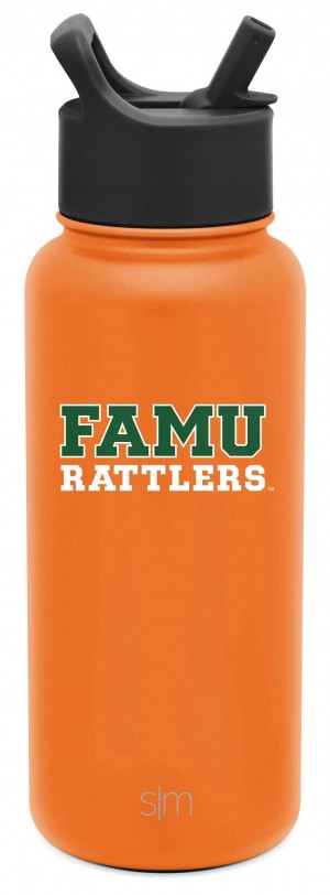 Simple Modern Collegiate with Straw Lid Water Bottles Orange | KRTLAD018