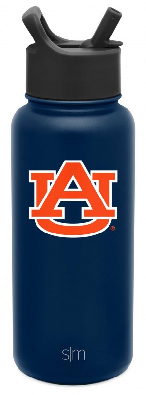 Simple Modern Collegiate with Straw Lid Water Bottles Navy | WMTQJK275