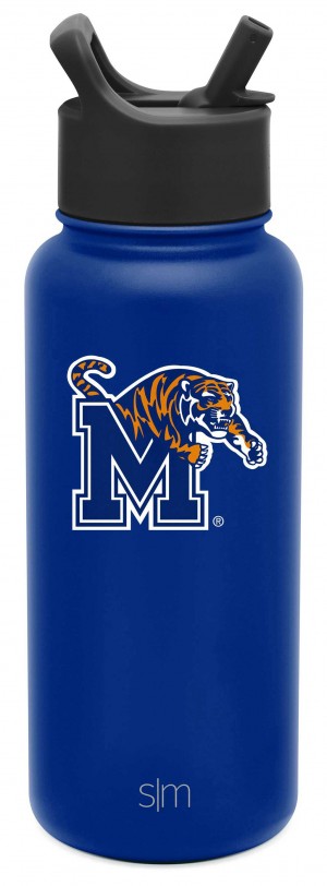 Simple Modern Collegiate with Straw Lid Water Bottles Navy | AZNTQS843