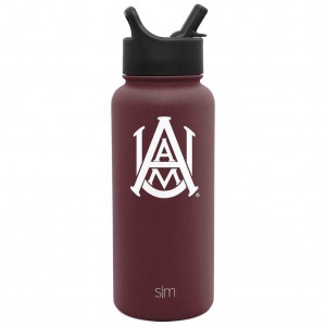 Simple Modern Collegiate with Straw Lid Water Bottles Burgundy | GATSQO839
