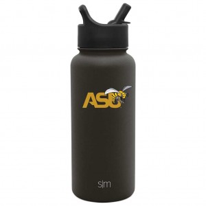 Simple Modern Collegiate with Straw Lid Water Bottles Black | UJFQCB527