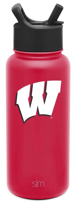 Simple Modern Collegiate with Straw Lid Water Bottles Red | IQHWES431