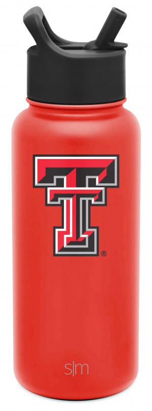 Simple Modern Collegiate with Straw Lid Water Bottles Red | AJRNLX917