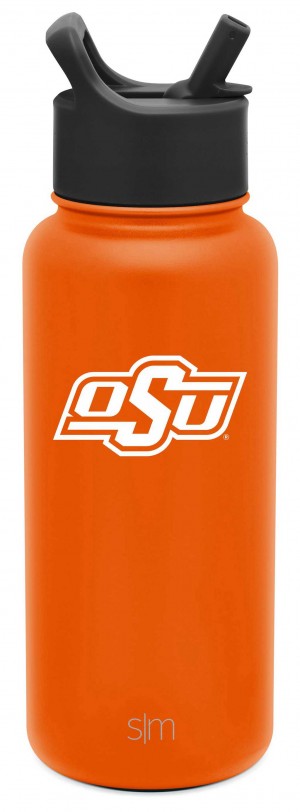 Simple Modern Collegiate with Straw Lid Water Bottles Orange | KRWPCY213