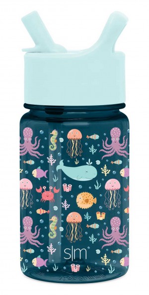 Simple Modern Plastic Water Bottle with Straw Lid Water Bottles Peacock Blue | UICGWT619
