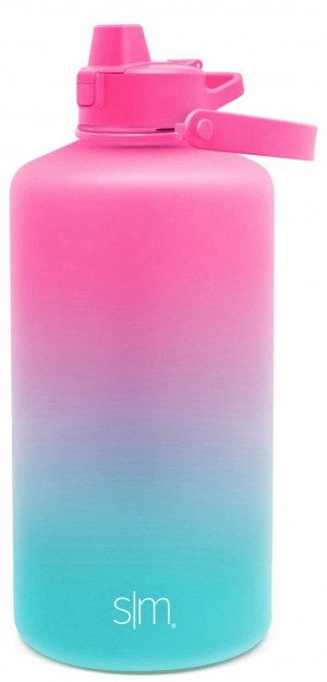 Simple Modern Plastic With Simple Flip Silicone Straw Lid Water Bottles Pink | DLFYNB591