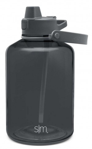 Simple Modern Plastic With Simple Flip Silicone Straw Lid Water Bottles Deep Grey | DBLSHE738