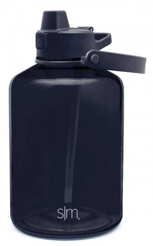 Simple Modern Plastic With Simple Flip Silicone Straw Lid Water Bottles Black | TDUJCS923