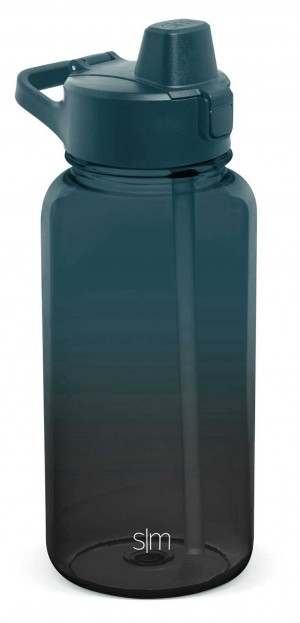 Simple Modern Plastic With Simple Flip Silicone Straw Lid Water Bottles Obsidian Green | HYEIGR721