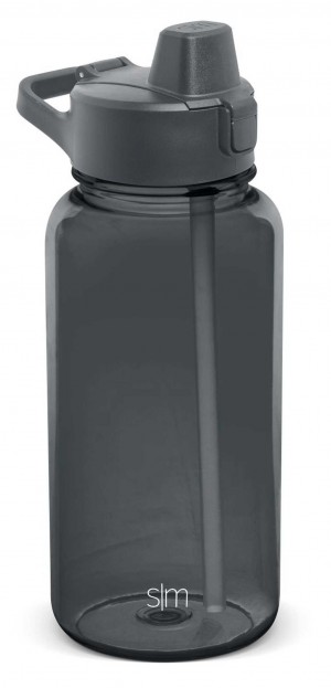 Simple Modern Plastic With Simple Flip Silicone Straw Lid Water Bottles Deep Grey | ABJDYE526