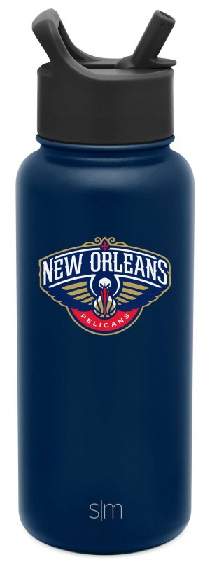 Simple Modern Summit Water Bottle with Straw Lid Water Bottles Navy | QALMKU059