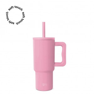 Simple Modern Tumbler with Silicone Straw Lid Water Bottles Rose Pink | FNGMES043