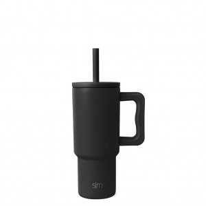 Simple Modern Tumbler with Silicone Straw Lid Water Bottles Black | YOFERZ920