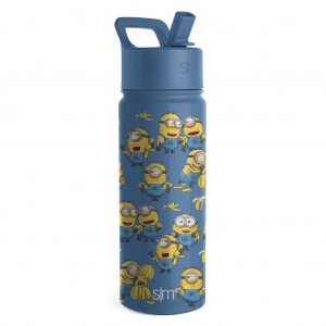 Simple Modern Water Bottle with Straw Lid Water Bottles Peacock Blue | OLYJAE904