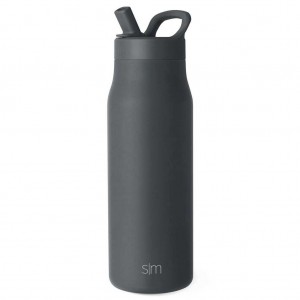 Simple Modern with Manual Straw Lid Water Bottles Deep Grey | SVNGZE514