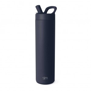 Simple Modern with Manual Straw Lid Water Bottles Black | YGPCNT630