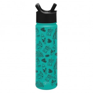 Simple Modern with Straw Lid Water Bottles Light Turquoise | LTSXAD856