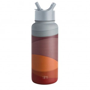 Simple Modern with Straw Lid Water Bottles Brown | YJDFLW286