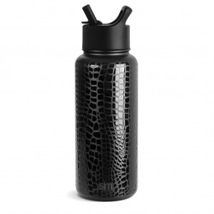 Simple Modern with Straw Lid Water Bottles Black | FBLVRZ246