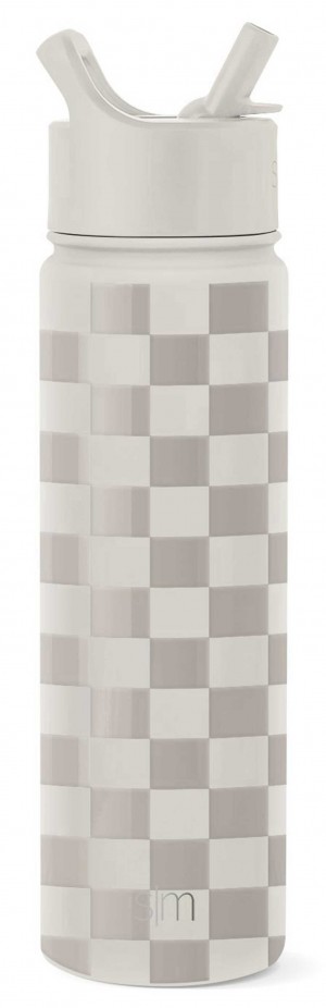 Simple Modern with Straw Lid Water Bottles Grey | IHUMXP598