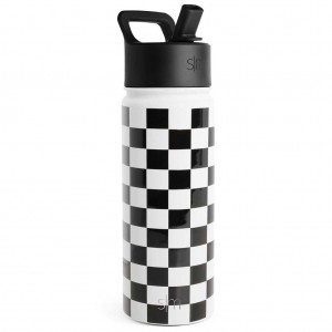 Simple Modern with Straw Lid Water Bottles Black / White | ZMTVXG285