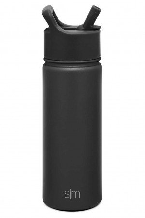 Simple Modern with Straw Lid Water Bottles Black | VREIXM754