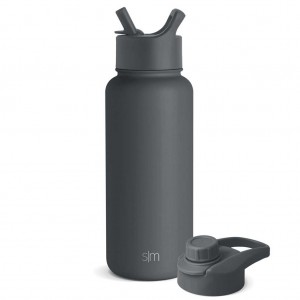 Simple Modern with Straw Lid and Chug Lid Water Bottles Deep Grey | AILDJH357